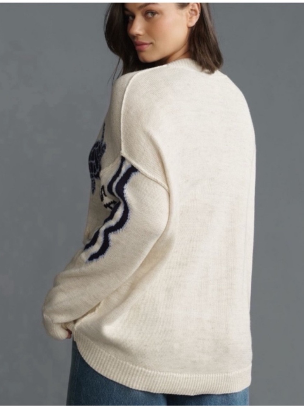 Anthropologie Pilcro Relaxed Sea Turtle Nautical Cardigan Sweater, M - Picture 5 of 17